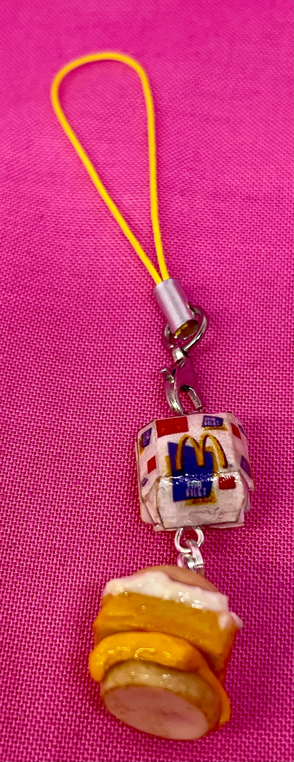 Thumbnail: Phone charm of a mcdonalds fish filet sandwich and a mcdonalds fish filet sandwich box