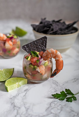 Shrimp ceviche in a cup