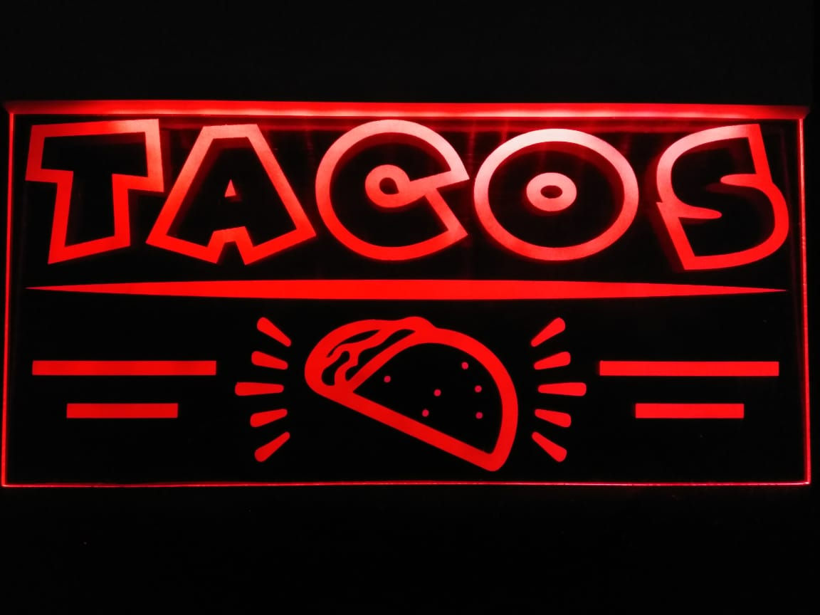 LETRERO LUMINOSO TACOS 30X20CM