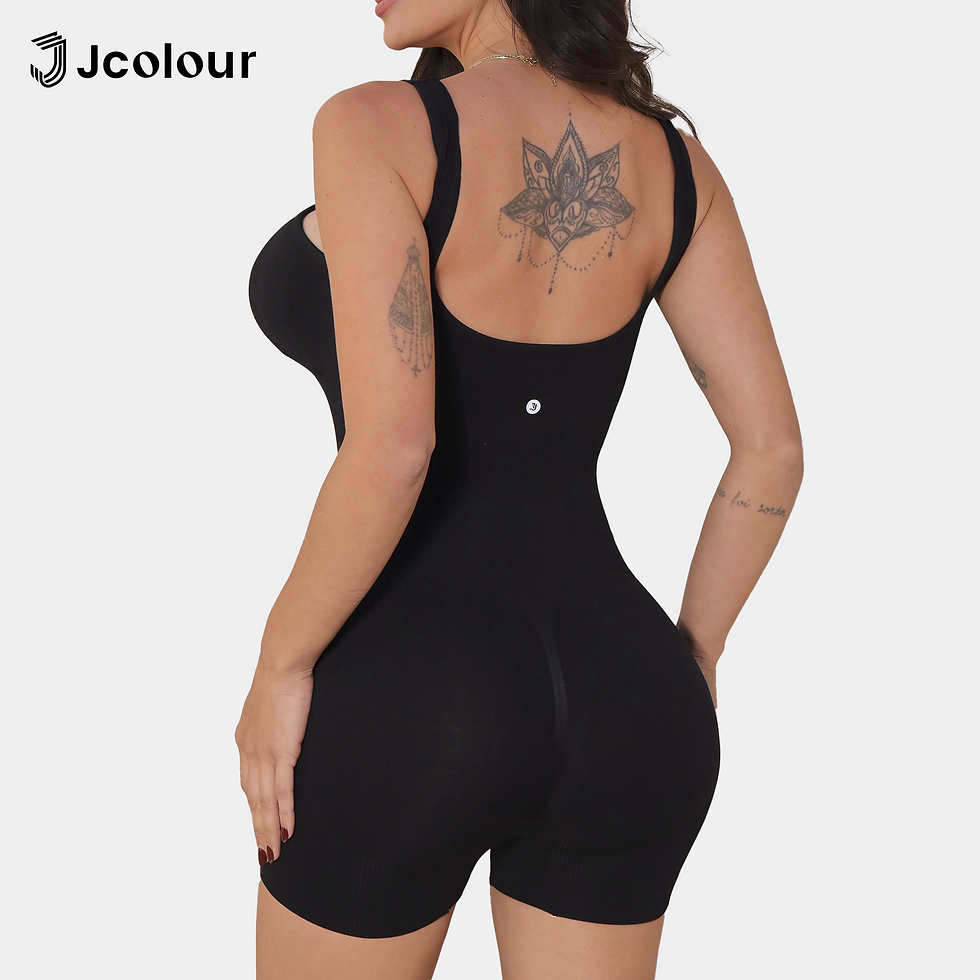 Miniatura: Women's Yoga Jumpsuit Fit, Open Back and Fit Waist Gym Outfit Short Sleeveless G