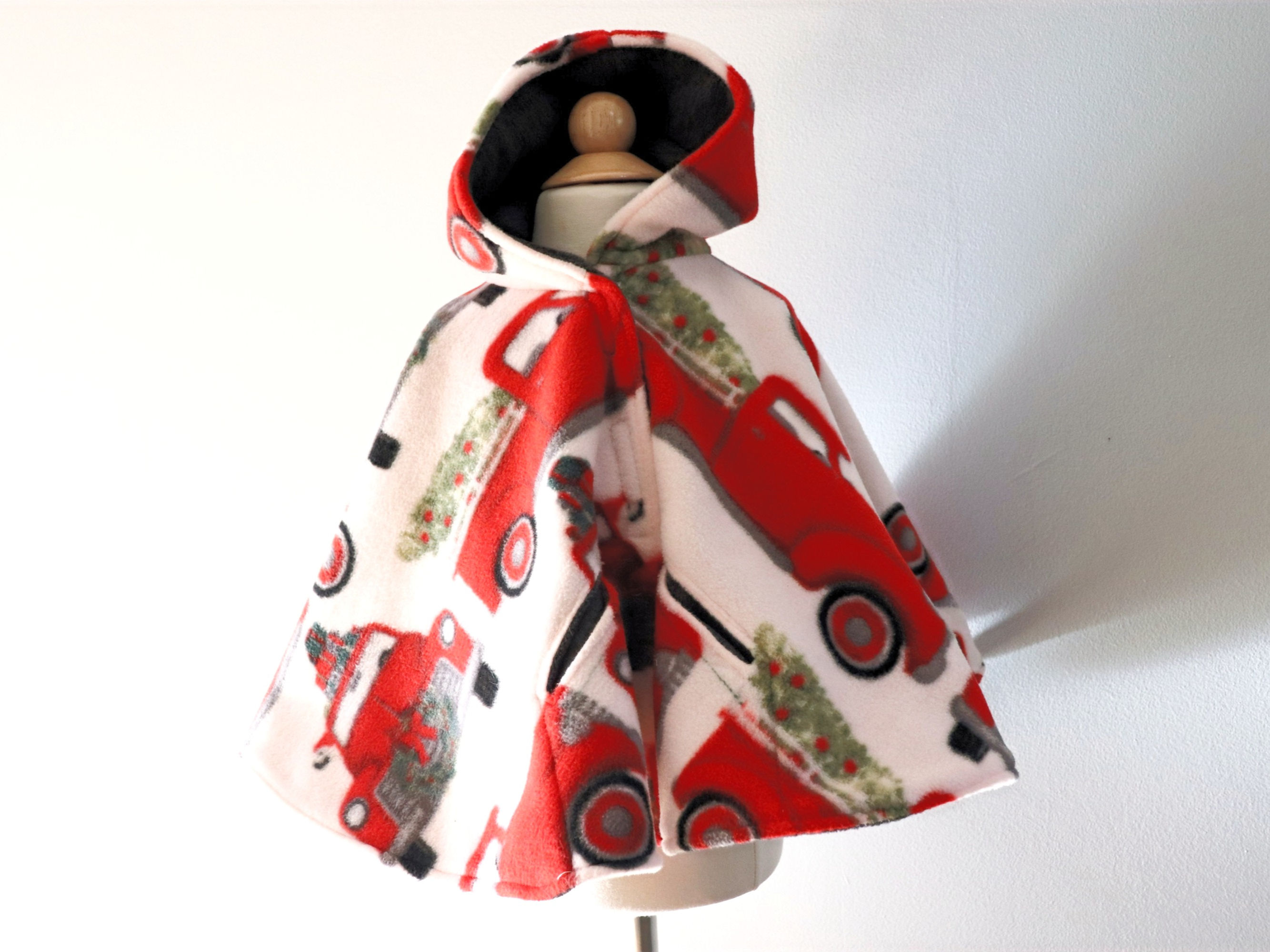 Red Truck 2-Layer Fleece Car Seat Poncho