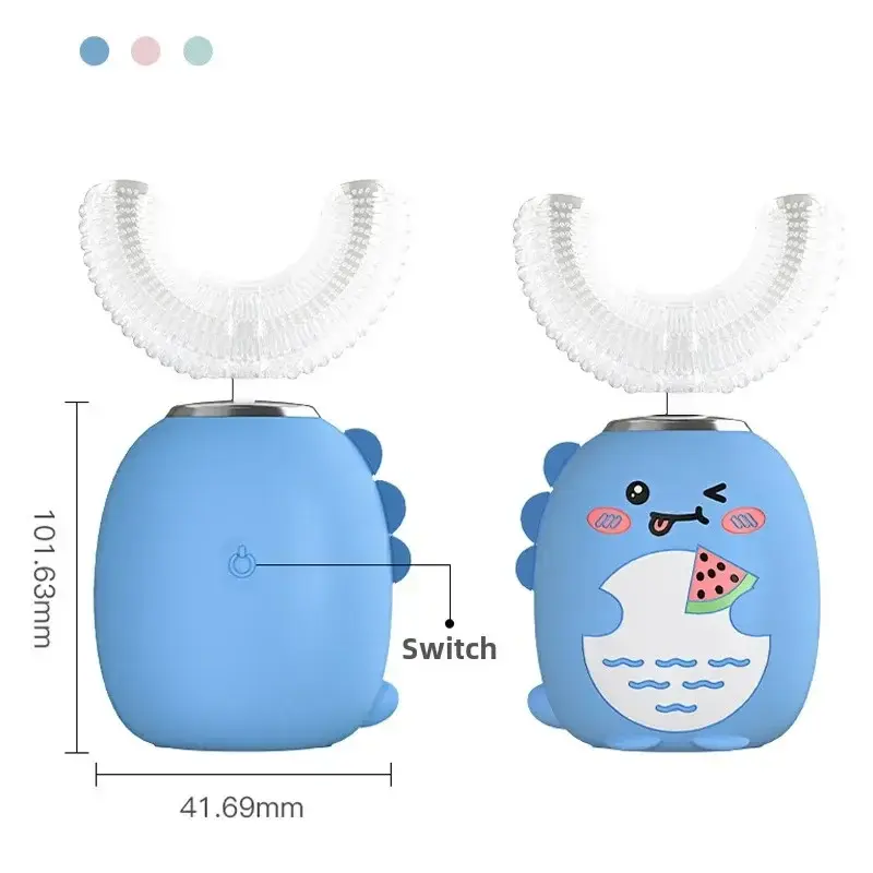 Thumbnail: Children U-Shaped Electric Toothbrush 360 Degrees Smart Cartoon Kids Silicone