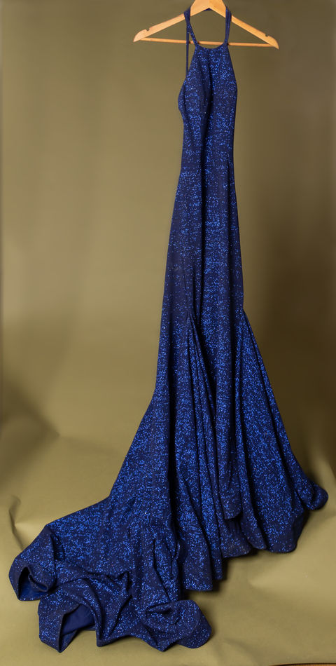 Long glittery blue dress - small