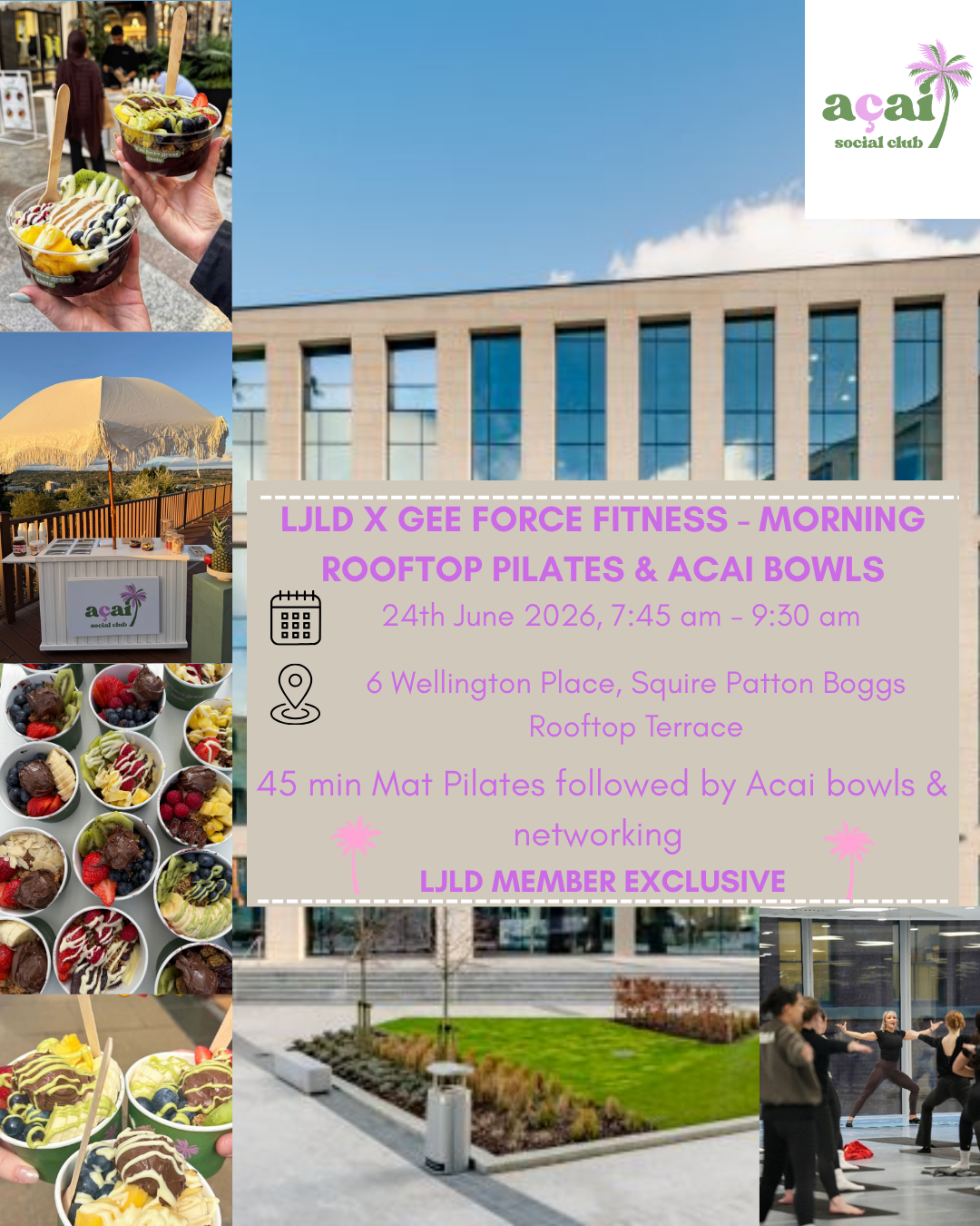 Gee Force Fitness: Rooftop Pilates & Acai (Member exclusive) | Leeds JLD