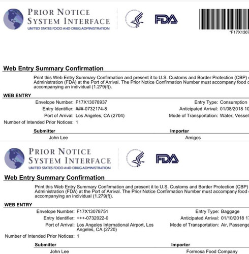 Prior Notice