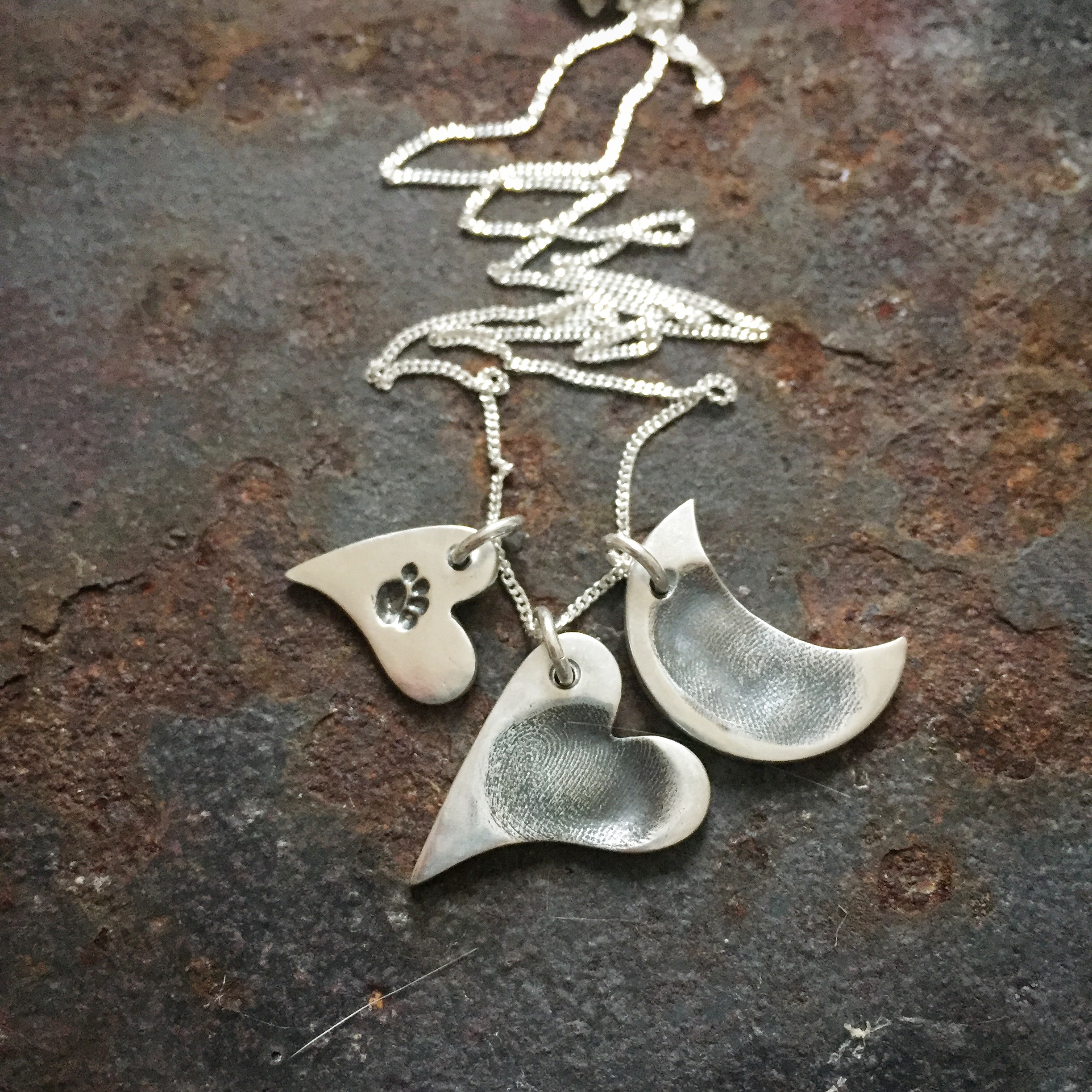 Fingerprint fine silver pendants