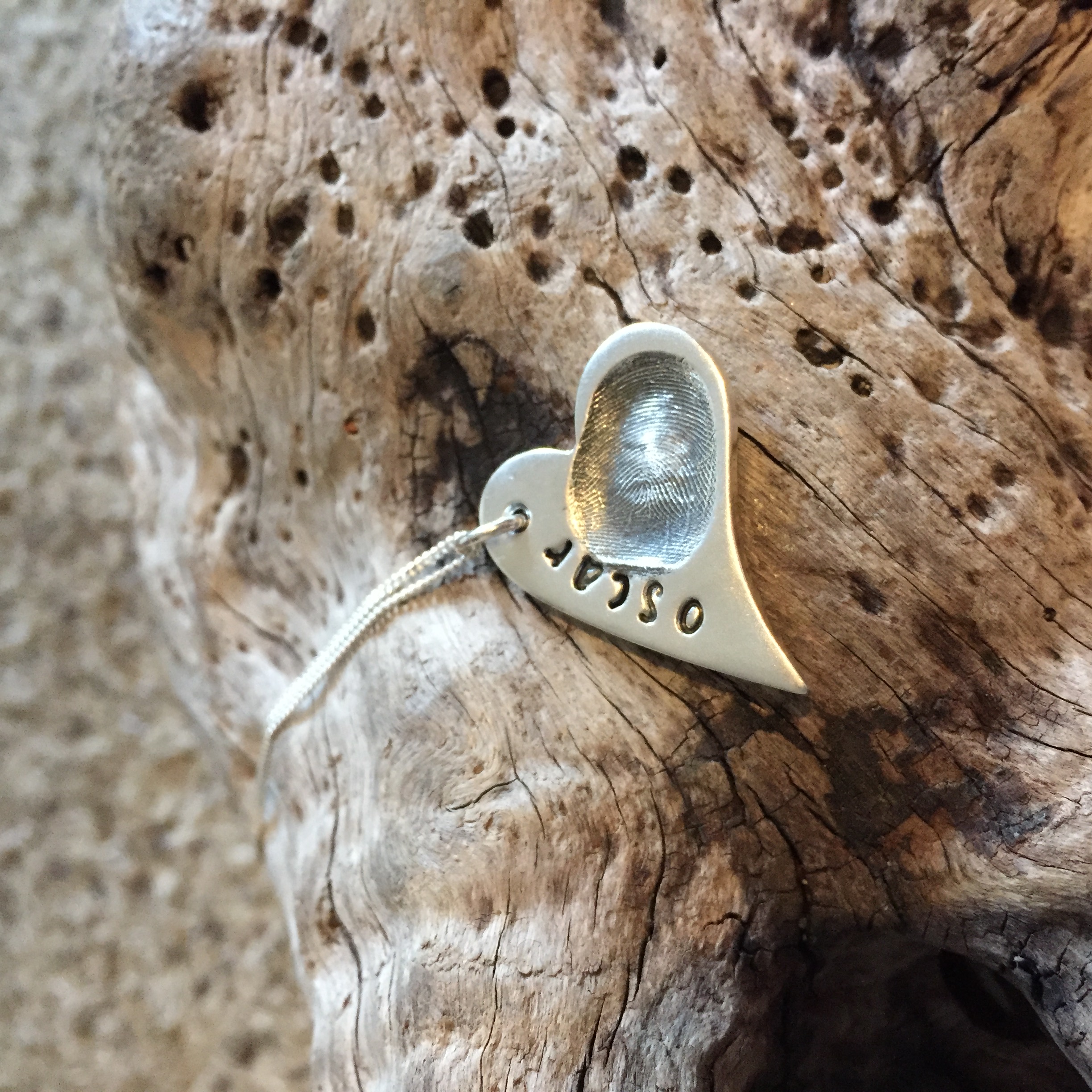 Fingerprint fine silver pendants