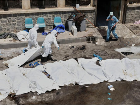 Victims of the clashes outside the Sweida National Hospital in July.Credit...Fahd Kiwan/Associated Press, Published in the New York Times report of 22 October