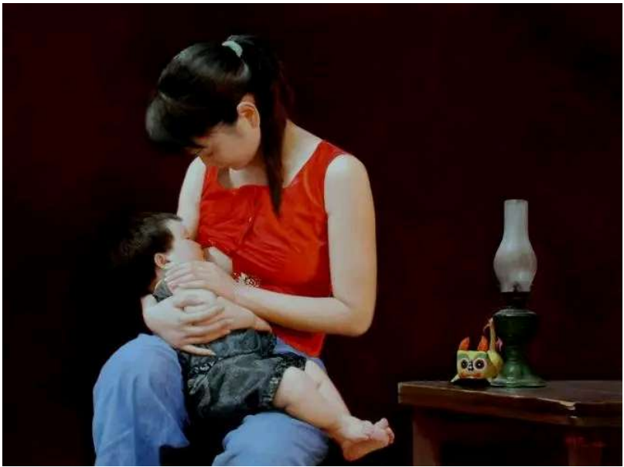 Oil painting Breastfeeding Shen Hanwu