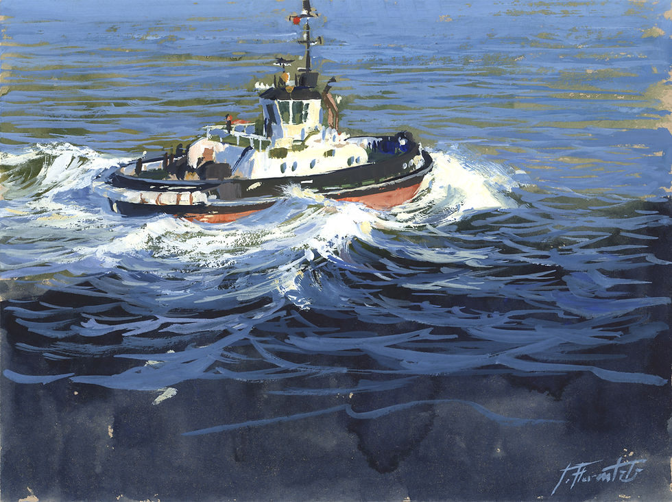 L'escorte de Portsmouth - A bord de l'Aquitaine 20,3x15,2 cm