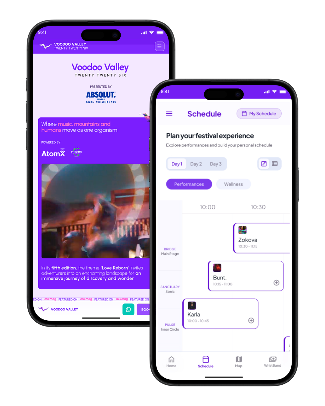 2026 Voodoo Valley festival homepage with mountain artwork and ticket booking entry point