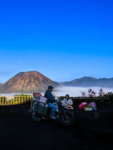 The volcano rising above a sea of clouds at Mount Bromo National Park