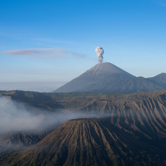 Active volcano at Mount Bromo national park, Indonesia