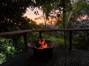 Open flame bbq at Sekeping Serendah glass box nature retreat in Malaysia