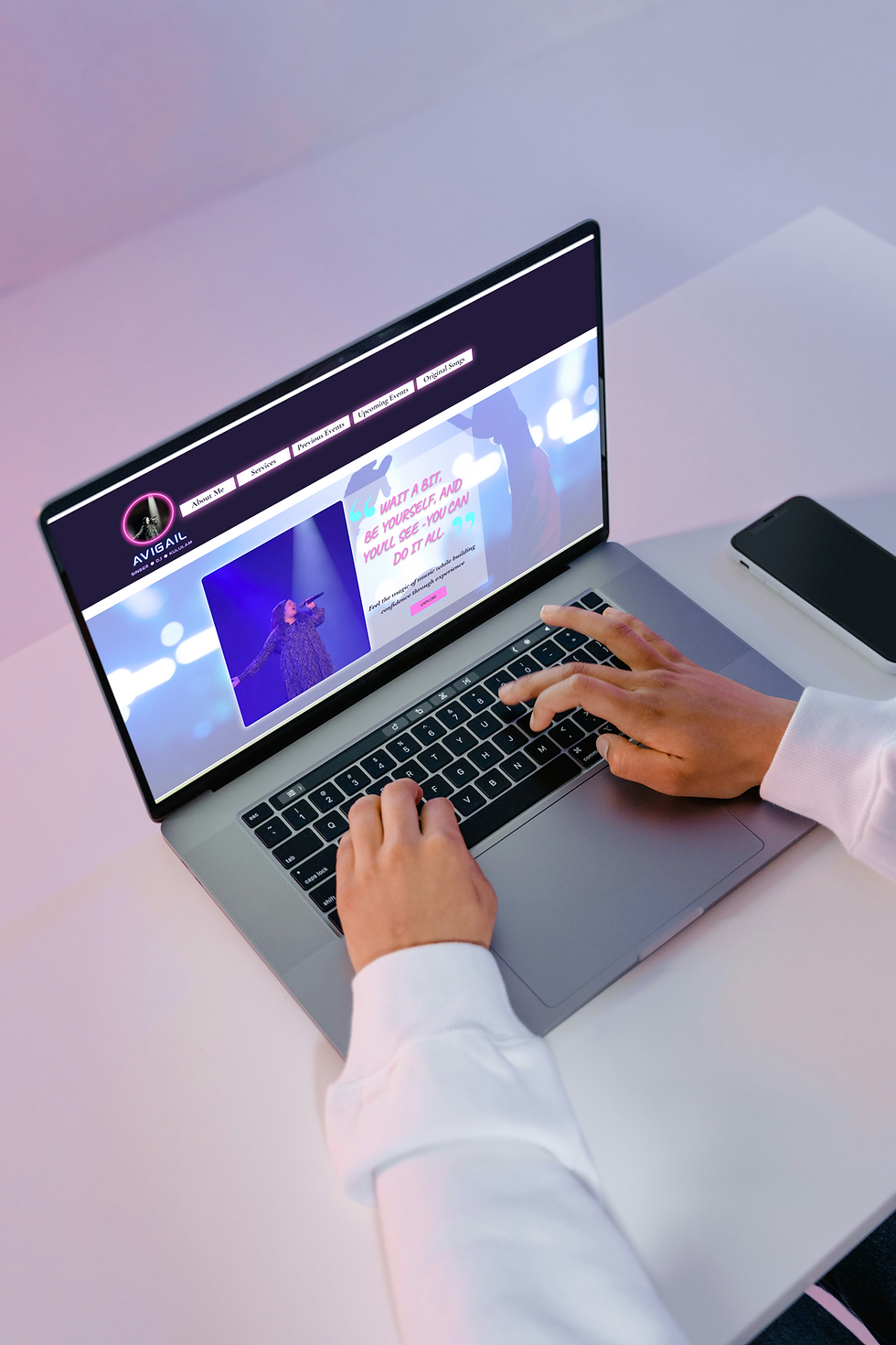 Display of web design portfolio work