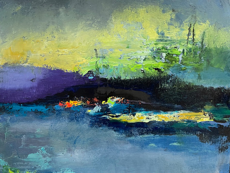 2021-13- Reflections 'On Serenity 2'- oil on paper,11.5 x 9.5, 2021
