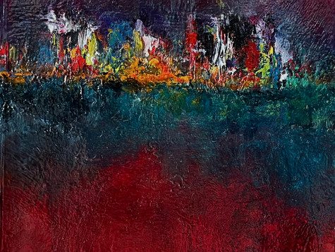 2021-2- Reflections - Harbor Lights'- oil on paper, 9.5 x 11.5, 2021