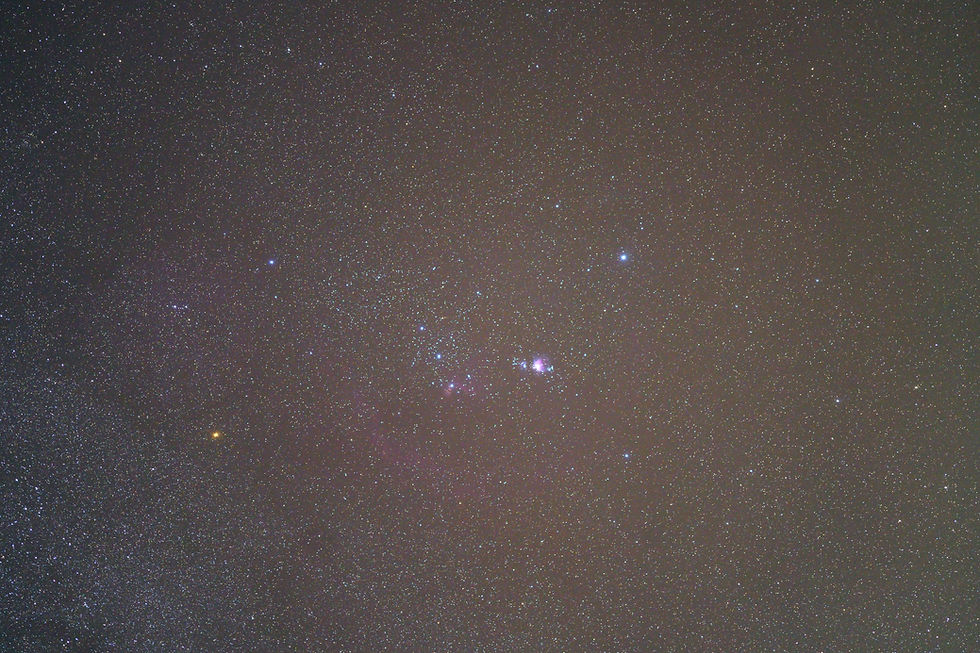 A very dense starfield around the Orion constellation