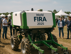 Live at World FIRA 2025: Attendees witness a cutting-edge autonomous farming robot in action, showcasing the future of sustainable agriculture and precision farming.