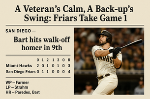 Bart’s Ninth-Inning Blast Lifts Friars to Game One Victory