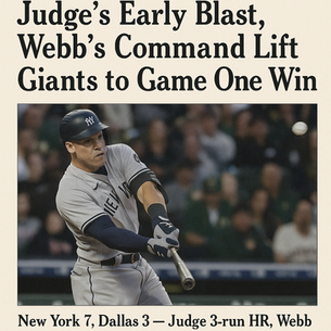 Judge Launches Giants to Game One Victory Over Bucks