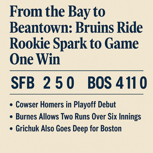 Boston Takes Game One Behind Rookie Power and Veteran Poise
