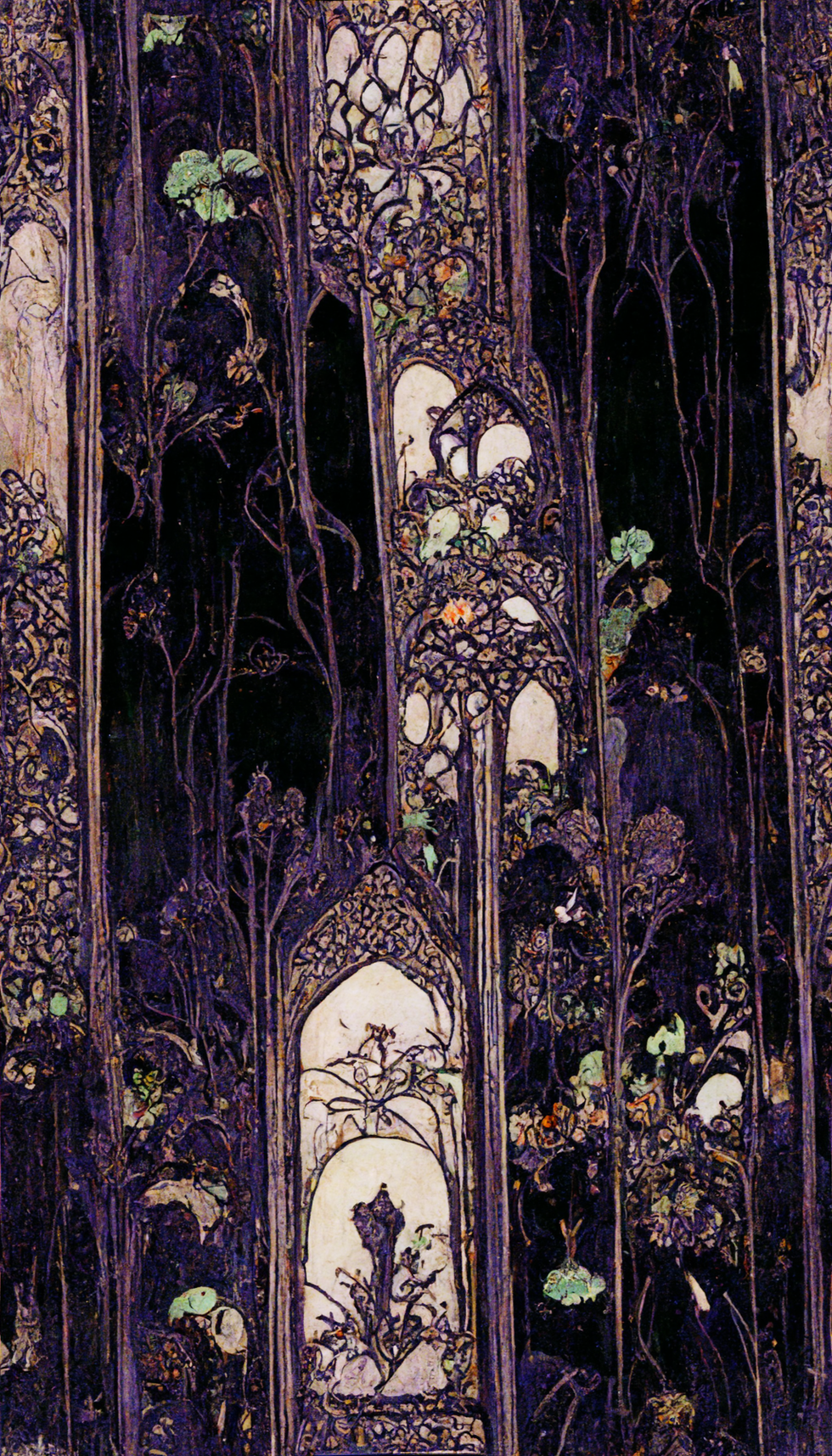 SlowKittens_antique_dark_gnarly_blackwood_panel_of_delicate_scu_df064d4f-2754-40f6-9631-9fb465c9c172
