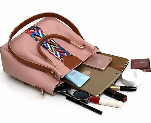 Set 4 Bolsas Moderna Mujer Dama Cuero Sintetico Hombro Negro | Orisand.com