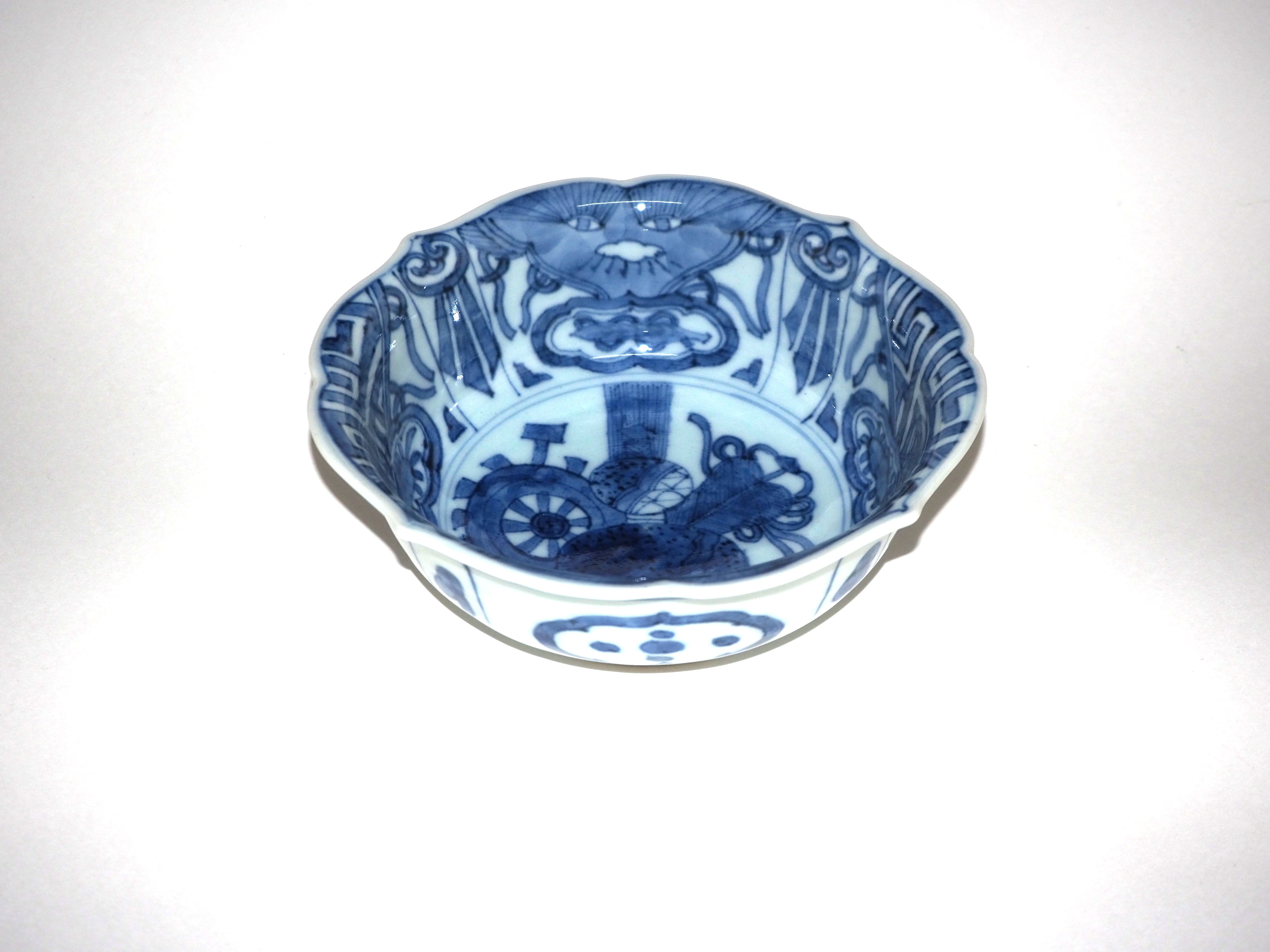 獣面図吉祥紋桔梗縁向付