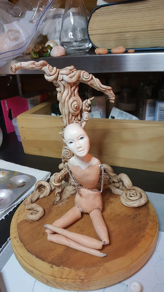 Enchanted Tree Work in Progress by Kendra M Gilbert of Virgo's Alchemy Art