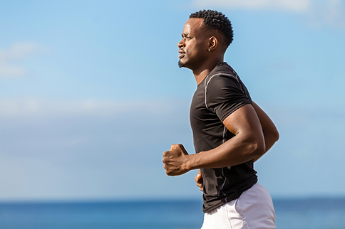 man jogging in good physical health with nutrition support