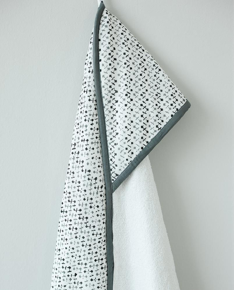 Thumbnail: Malabar Baby Block Printed Hooded Towel - Greenwich
