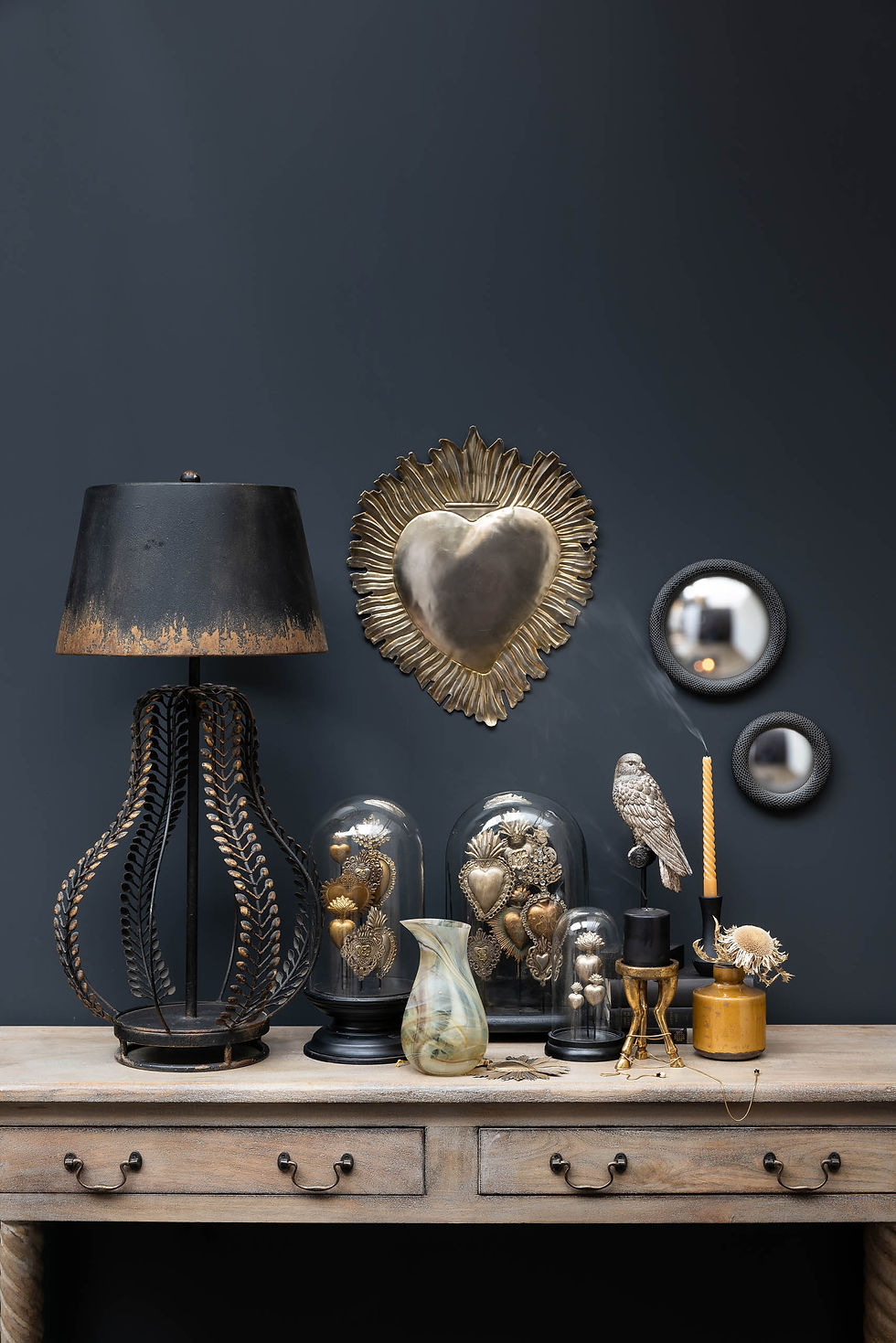 Thumbnail: Set of 3 round framed pictures of colourful birds