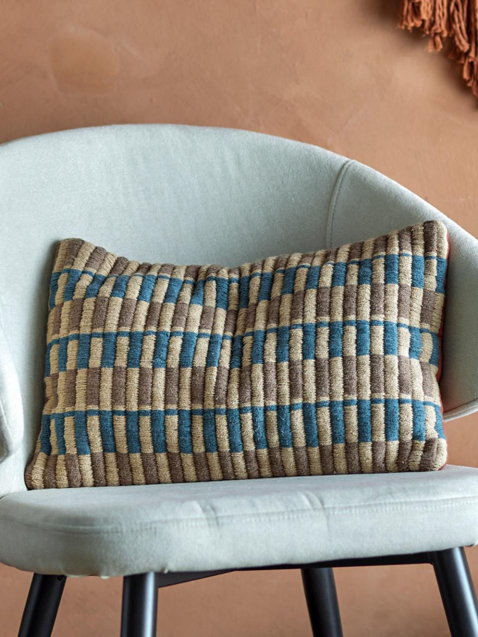 Thumbnail: Newtown Cushion, Blue, Cotton