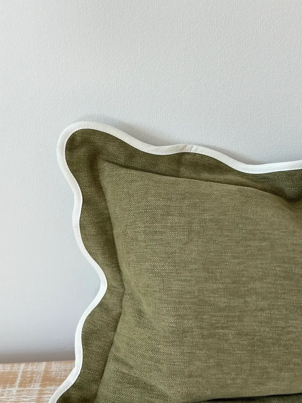 Thumbnail: Chloe Olive Scalloped Edge Cushion 50x30