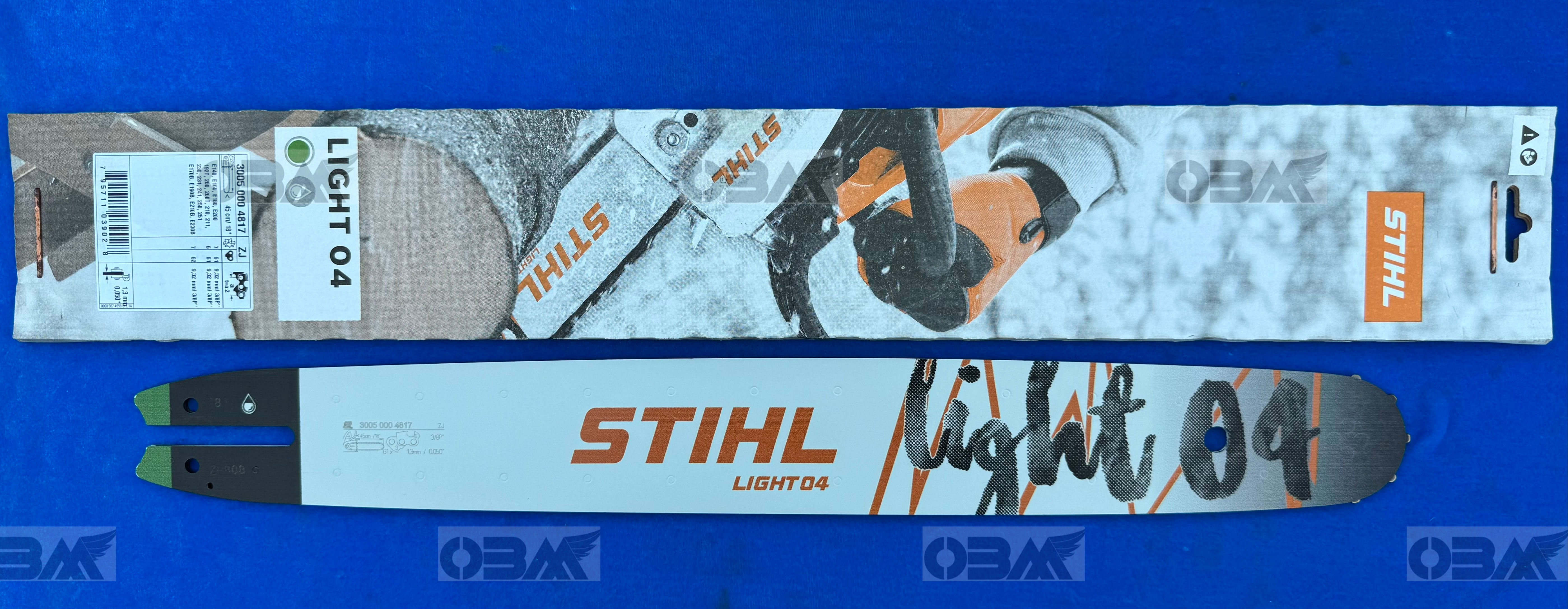 STIHL 18 inch ROLLOMATIC E  3/8P x .050 Light 04 (SM) Bar # 3005 000 4817 L04