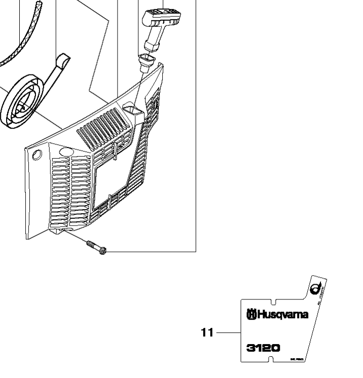 Thumbnail: HUSQVARNA Genuine 3120XP Starter Housing Sticker / Decal  # 5370969-01