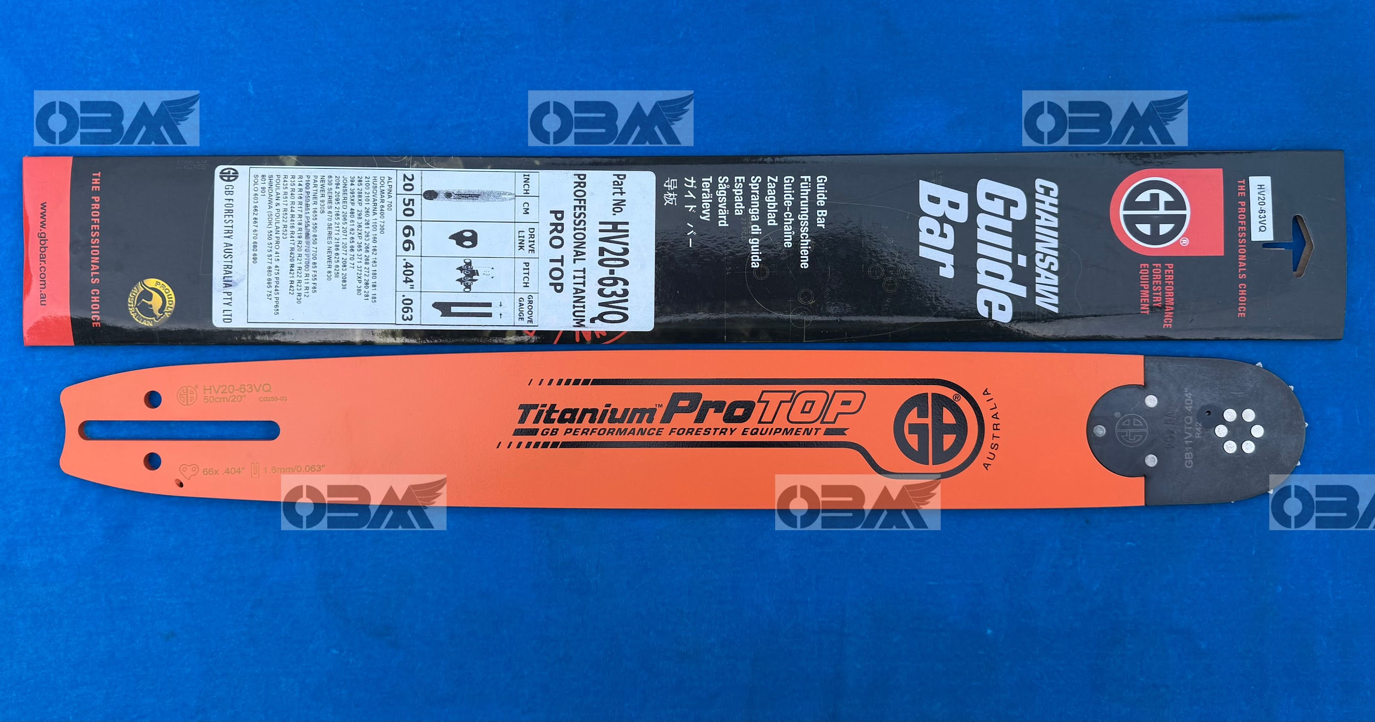 GB HV20-63VQ 20 inch .404 x .063 PRO TOP Titanium Bar Husqvarna Large Mount D009