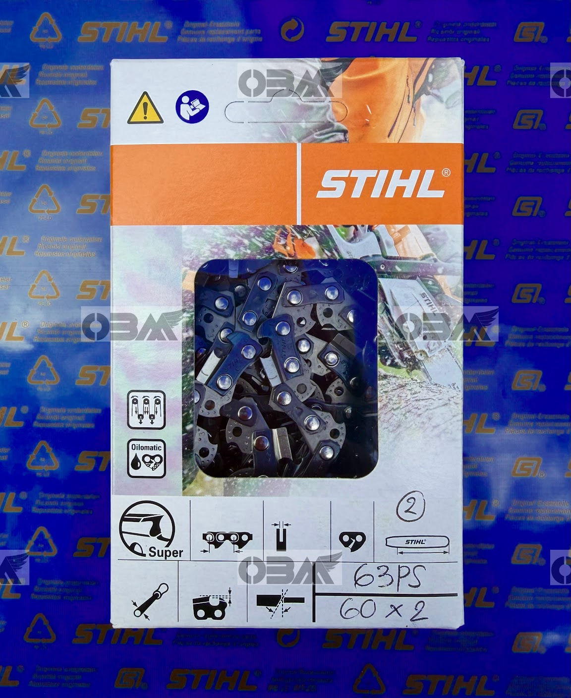 STIHL 63PS60 x 2 TWIN PAK 3/8P x .050 x 60DL Drive Link Chains 16"or 40cm bars