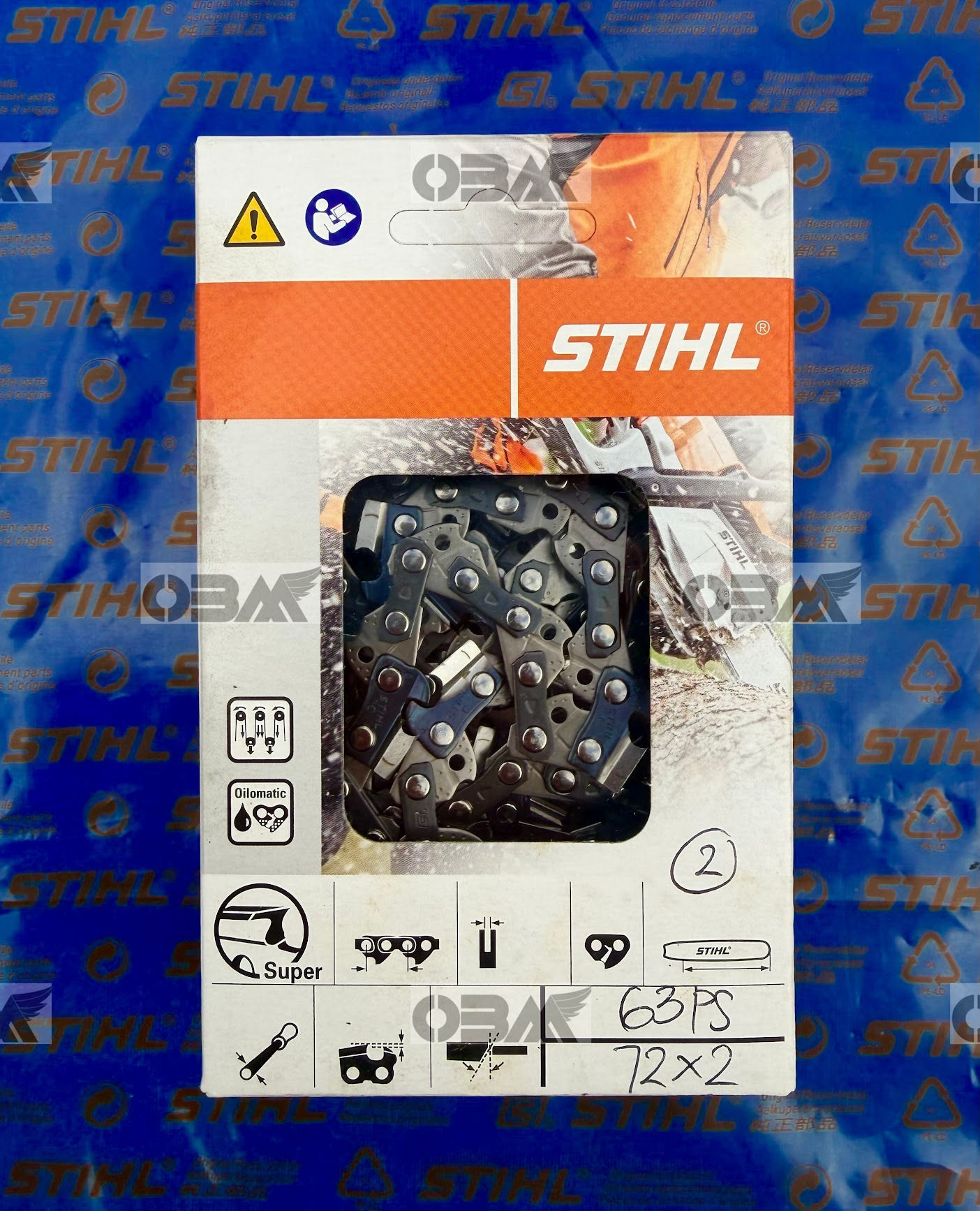 STIHL 63PS72 x 2 TWIN PAK 3/8P x .050 x 72DL Drive Link Chains 20"or 50cm bars
