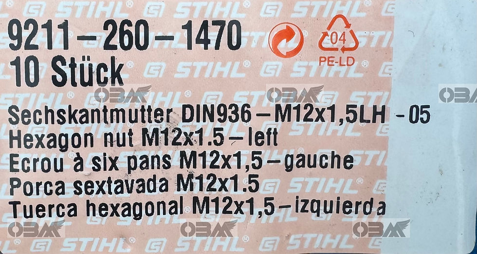Thumbnail: STIHL Genuine 050 051 075 076 Clutch Nut (LH Thread)  # 9211 260 1470