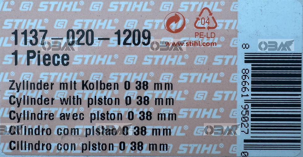 Thumbnail: STIHL Genuine MS194 Cylinder Assembly (37mm bore)  # 1137 020 1209