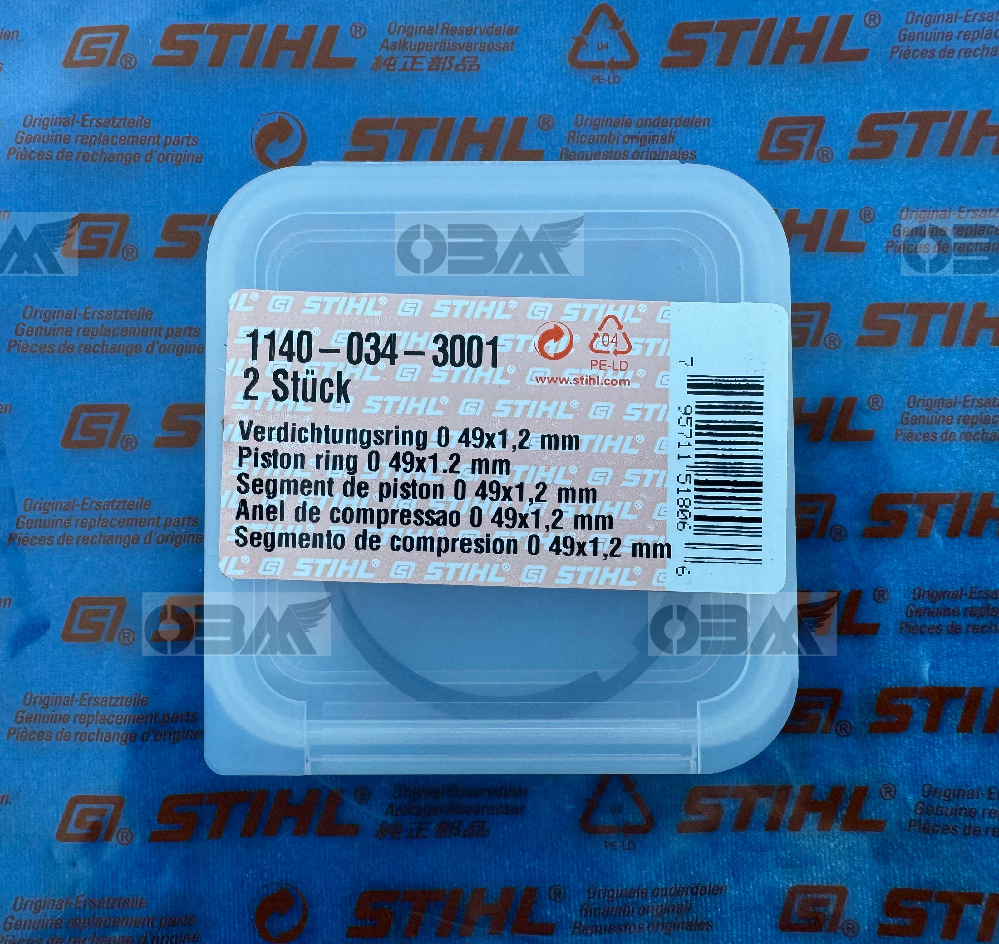 STIHL Genuine MS391 Piston Rings 49 x 1.2mm # 1140 034 3001