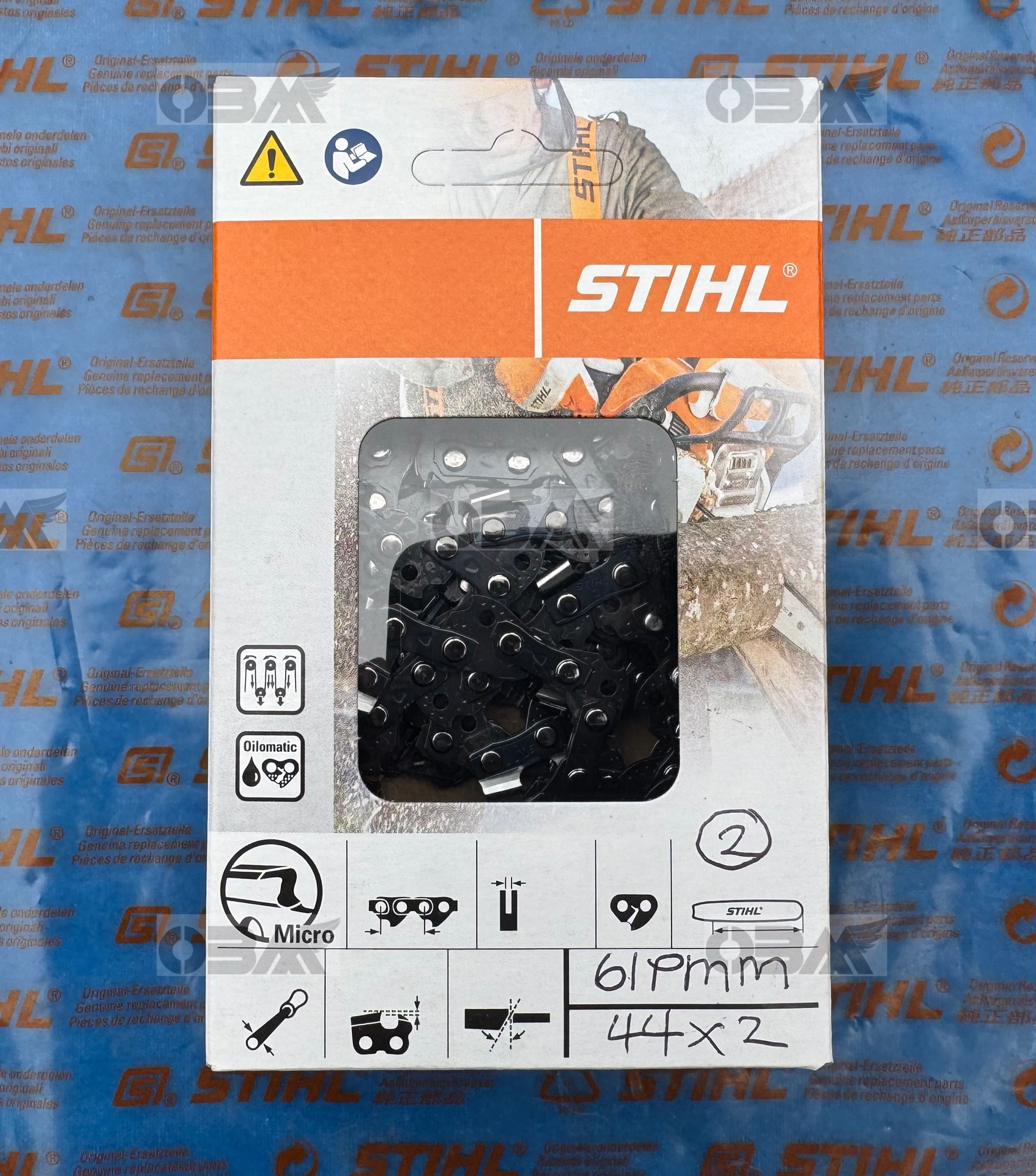 2 PAK STIHL 61PMM44 Picco Micro Mini Chain 3/8PMM .043" x 44DL (2) for 12"or30cm