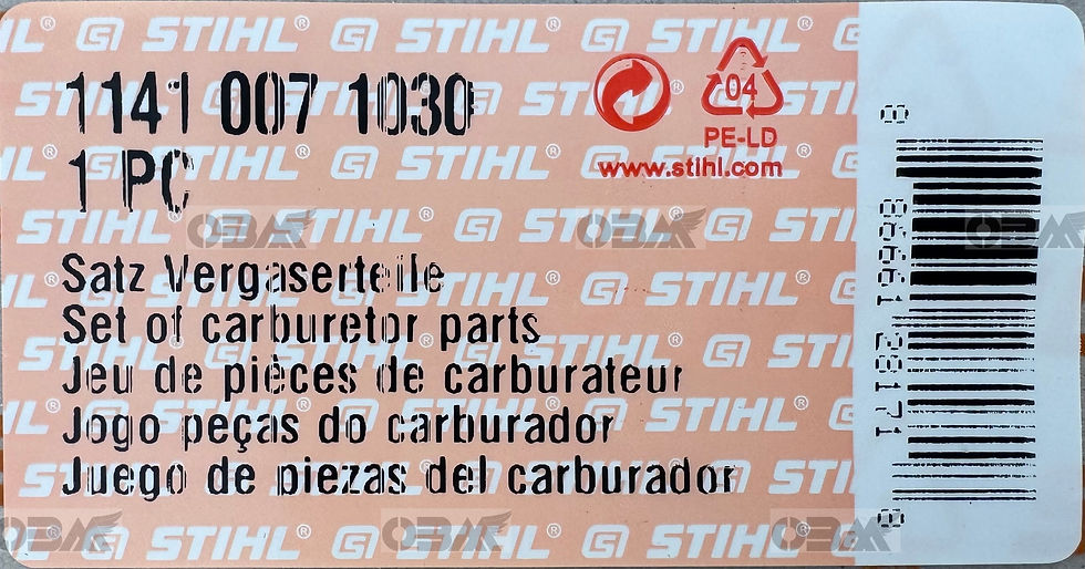 Thumbnail: STIHL Genuine MS261 MS271 MS291  4 Part Carburettor Kit  # 1141 007 1030