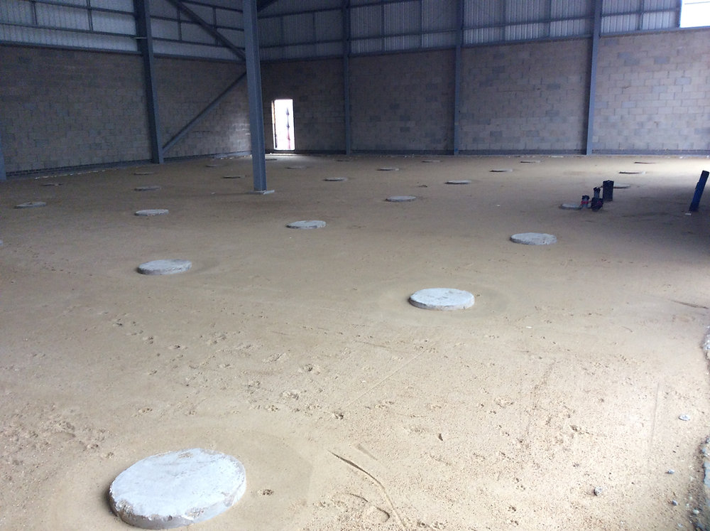 Nathan Way Woolwich, sand screed in preparation for gas membrane