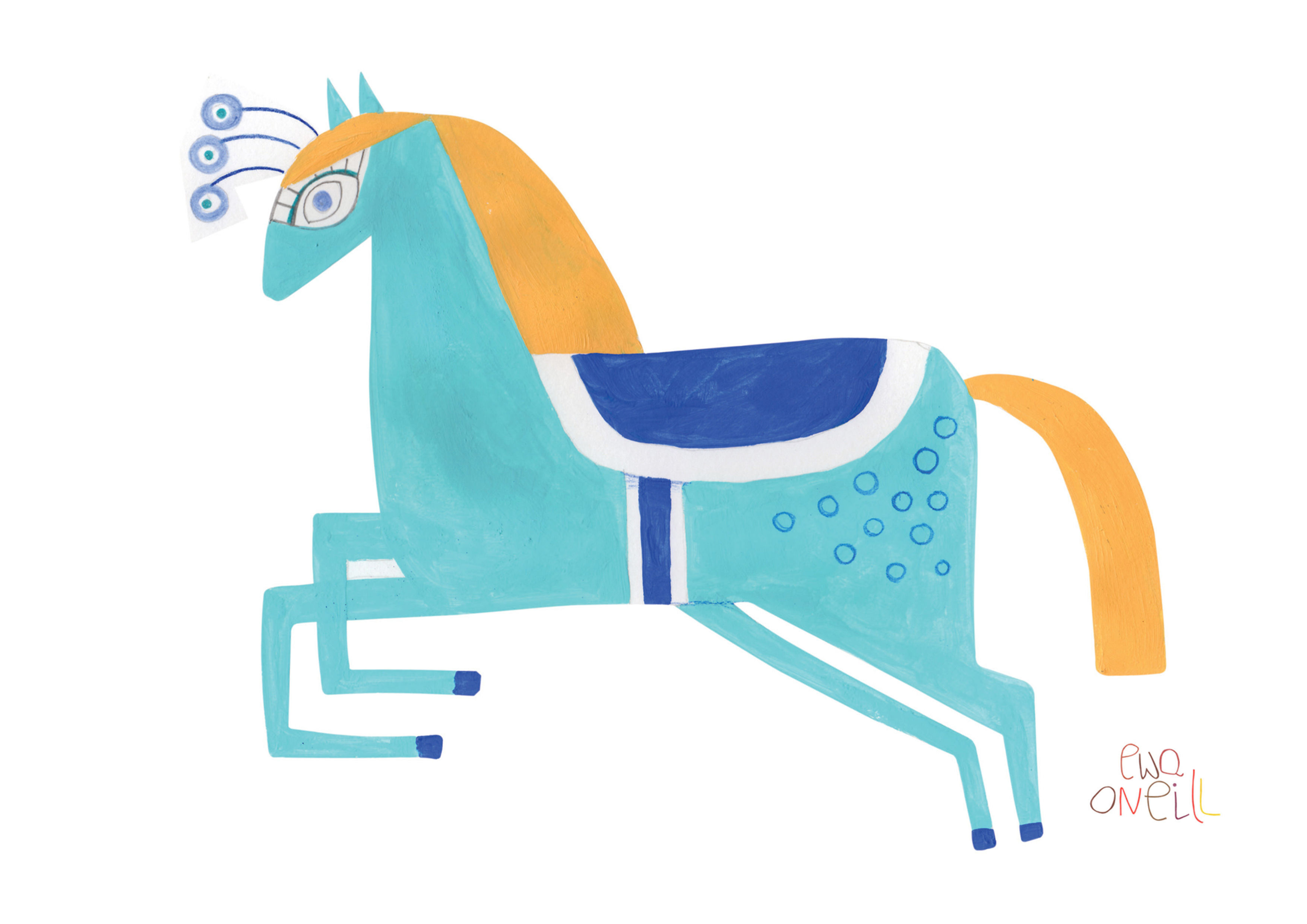 HORSE illustration - blue