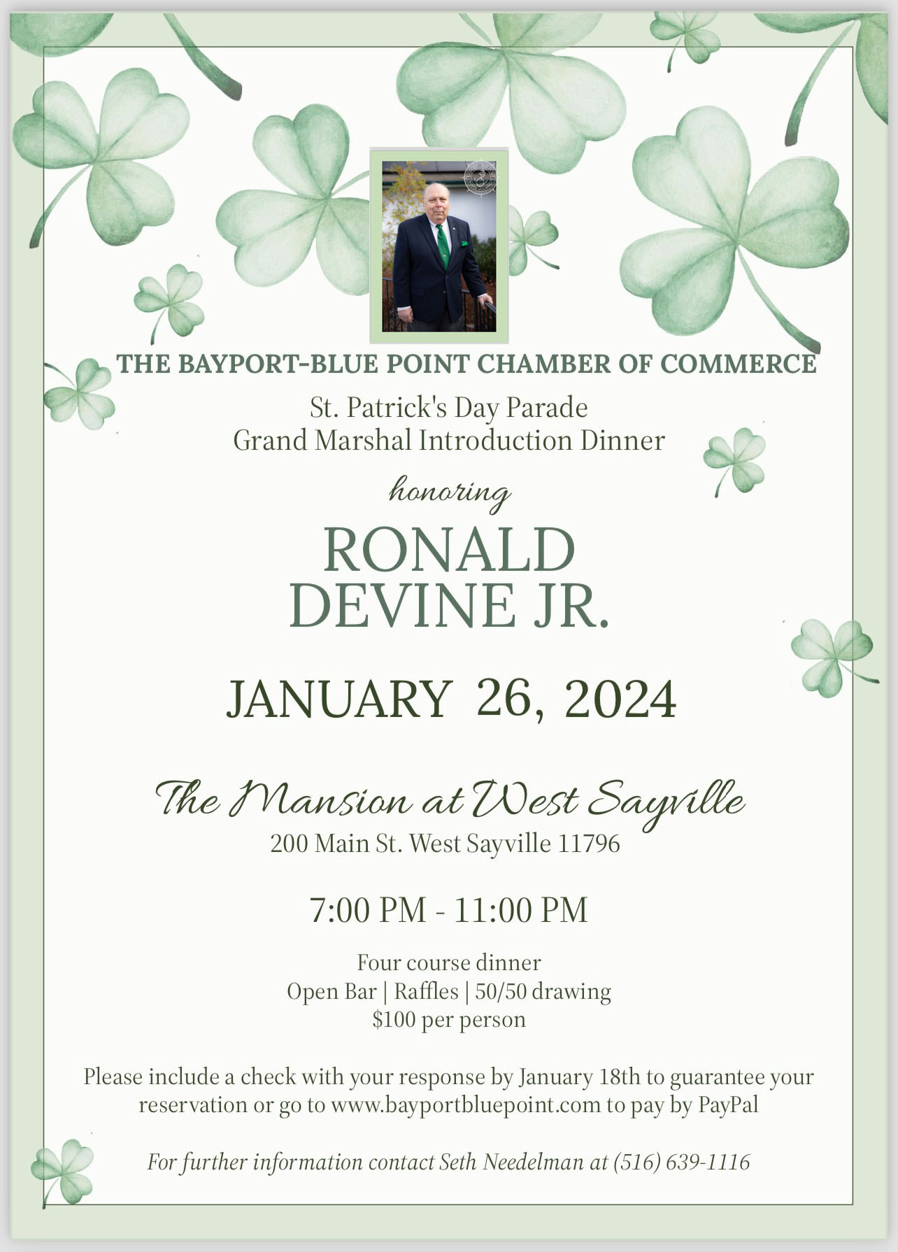Bayport Blue Point Chamber of Commerce Grand Marshal Dinner honoring