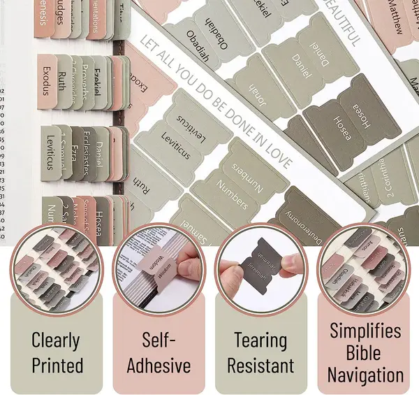 Thumbnail: Bible Tabs, 75 Tabs, Green Terracotta
