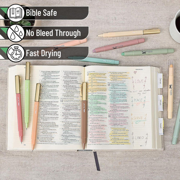 Thumbnail: Aesthetic Gel Highlighters and Pens No Bleed, 12 Pack, Pastel Colors